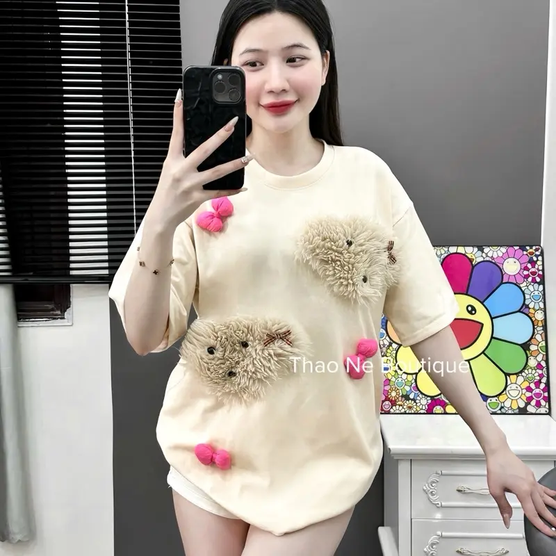 ÁO THUN NỮ UNISEX 2 GẤU XÙ DỄ THƯƠNG COTTON FORM RỘNG 7