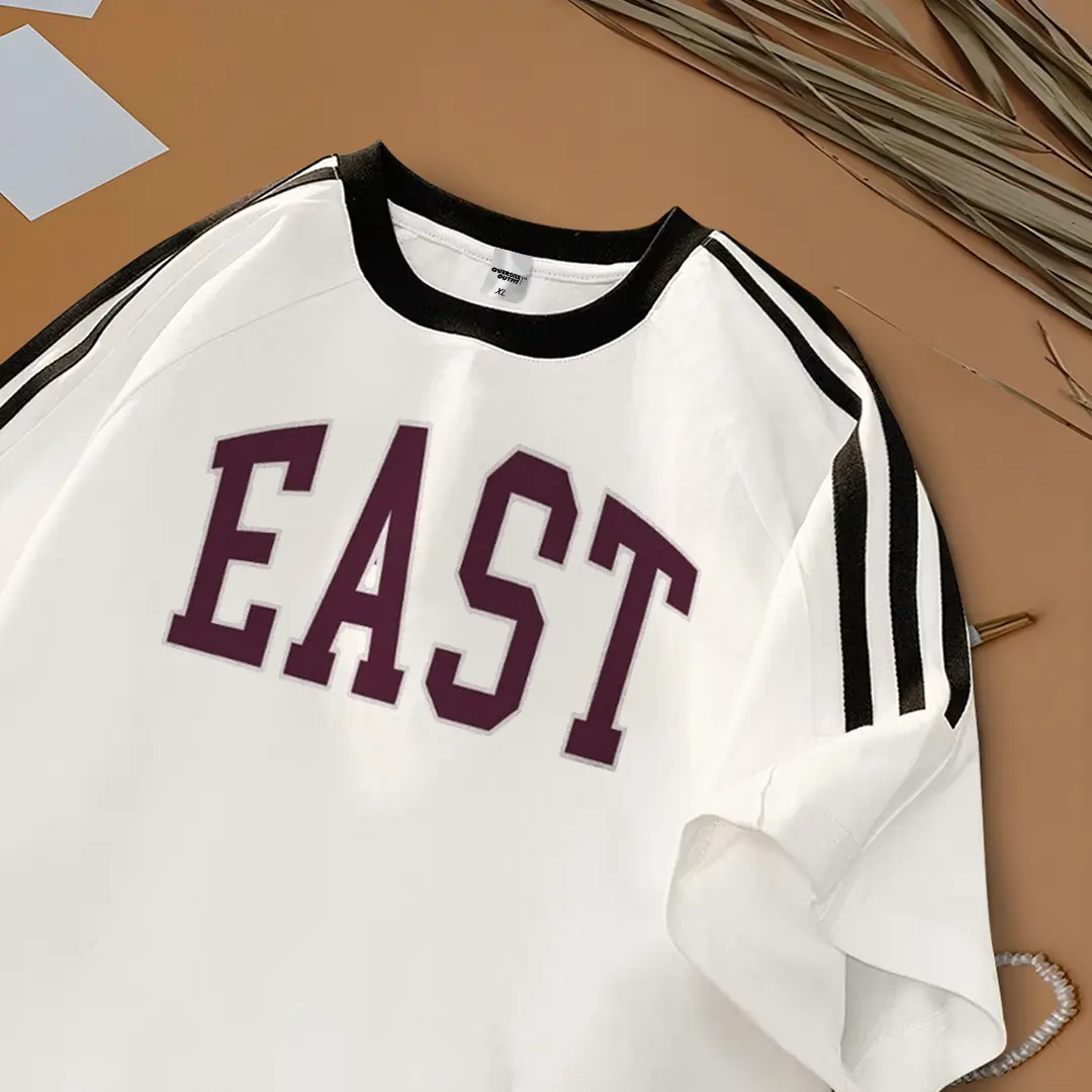 T-shirt Lengan Pendek Oversize Kaos Garis Tiga Distro Basic East Style  Cotton