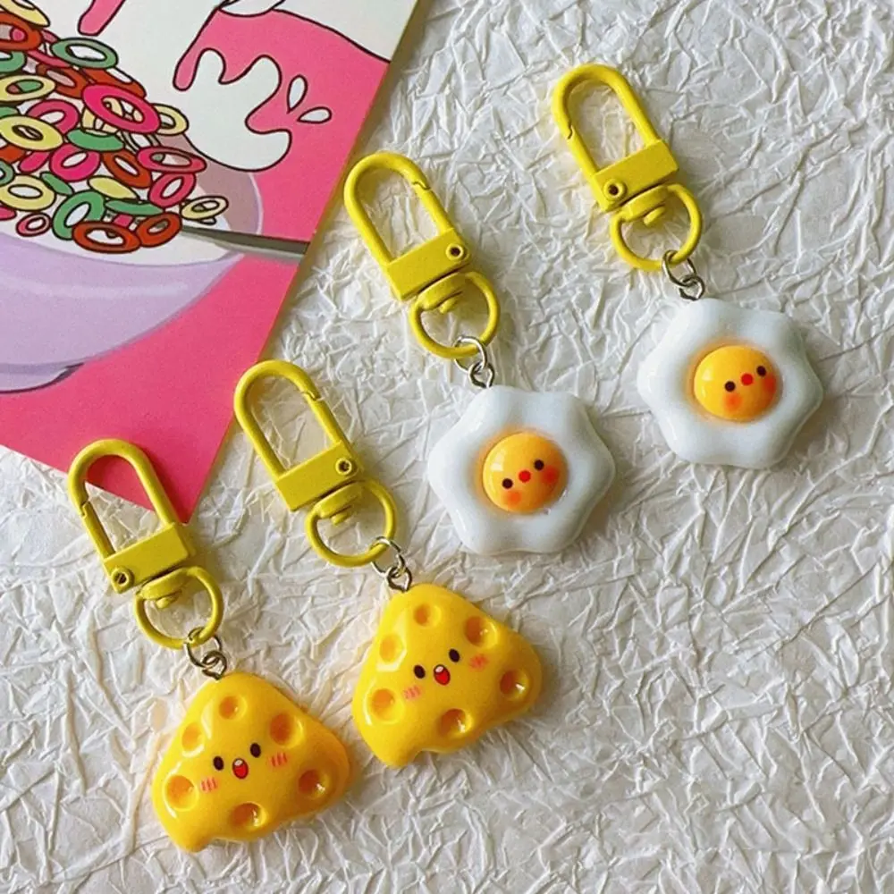 Bag Accessories Poached Egg/Cheese Cute Keychain Resin Girlfriends Gift Bag Pendant Handbag Decoration Cartoon Hanging Ornament