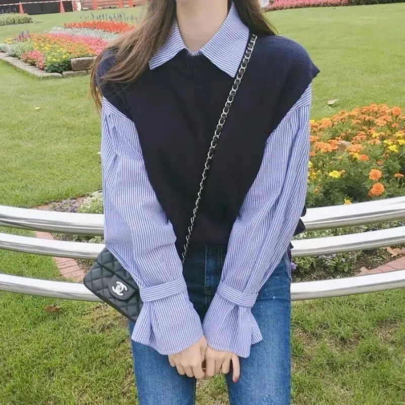 Patricia Set Kain Inner Cotton, Outer Rajut Baju Setelan Korea Blouse Wanita Terbaru 2022 Kemeja Wanita Outer Wanita Kekinian Setelan Atasan Wanita