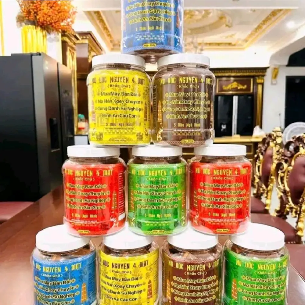 COMBO 3 HỘP NỤ ƯỚC NGUYỆN 4 MẶT _ 5 MÀU TẶNG KÈM BÀI VĂN KHẤN  1 HỘP 30 NỤ