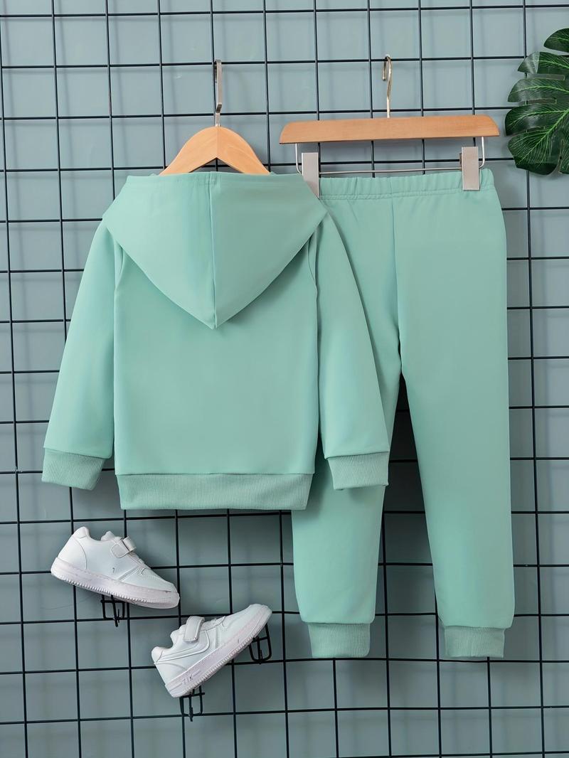 Product Introduction of Toddler Boy's Letter Print Hoodie & Elastic Waist Sweatpants Set, Long Sleeve Pullover Top & Jogger Pants, Casual Spring & Fall Clothes for Kids Outdoor Holiday Sports 2