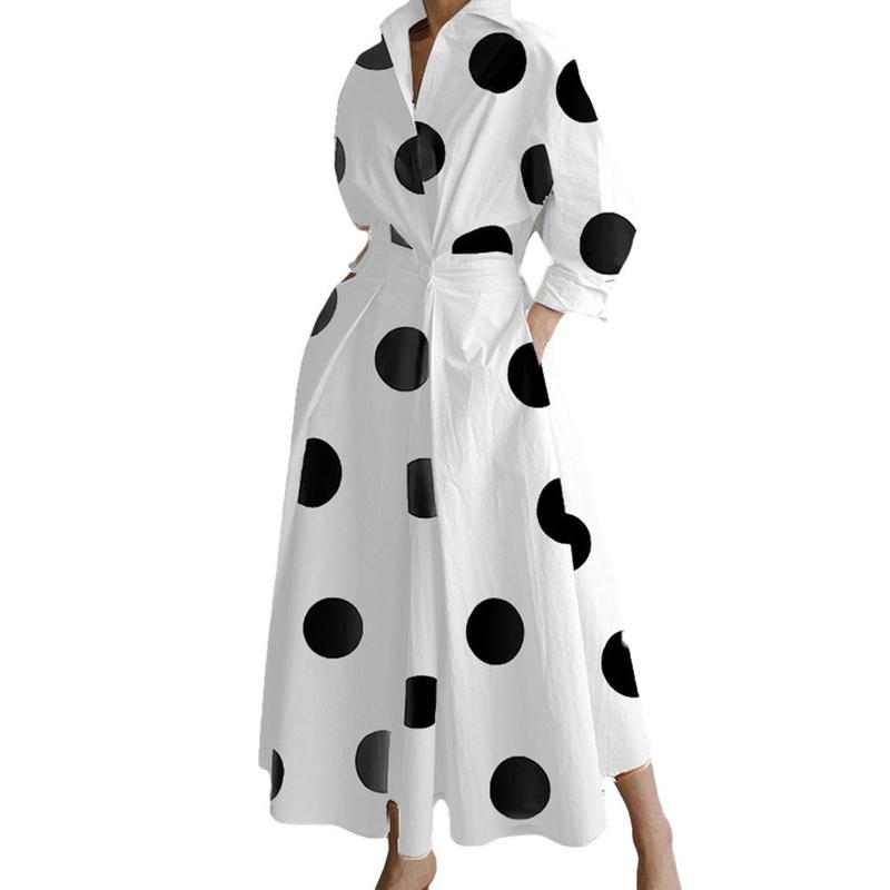 Elegant Maxi Dress for Women Long Sleeve V-Neck Casual Party Dress With Pocket 1