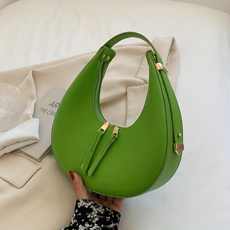 Classic Design Ladies Crossbody Shoulder Bag Textured And Atmospheric Ladies Bag Simple Zipper Solid Color Crescent Bag Large Capacity Retro Handbag PU Leather Underarm Bag 3