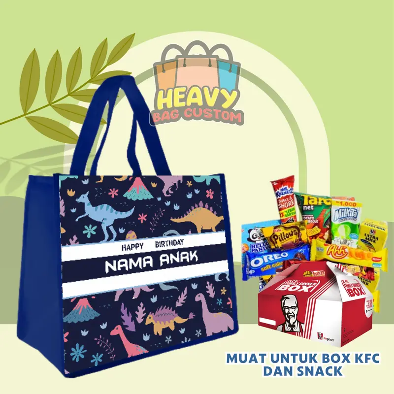 Paket Isi 30 Pcs Tas Souvenir Ulang Tahun Goodie Bag Anak Bingkisan Snack KFC Gratis Custom Nama Murah Kain tile anak  merah craim selamatan rumah baru tas & hadiah pesta tile anak 1