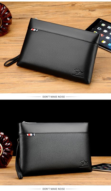 Product Introduction of Kangaroo Men's Handbag Fashionable Casual Large Capacity Clutch Male Clutch Male Clutch Soft Leather Envelope Bag Men's Bag 19