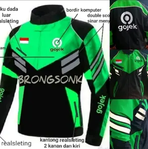 jaket gojek turing Slim-fitting Musim dingin Musim panas Panjang Pria Logo Bordir Keren Nyaman Varsity