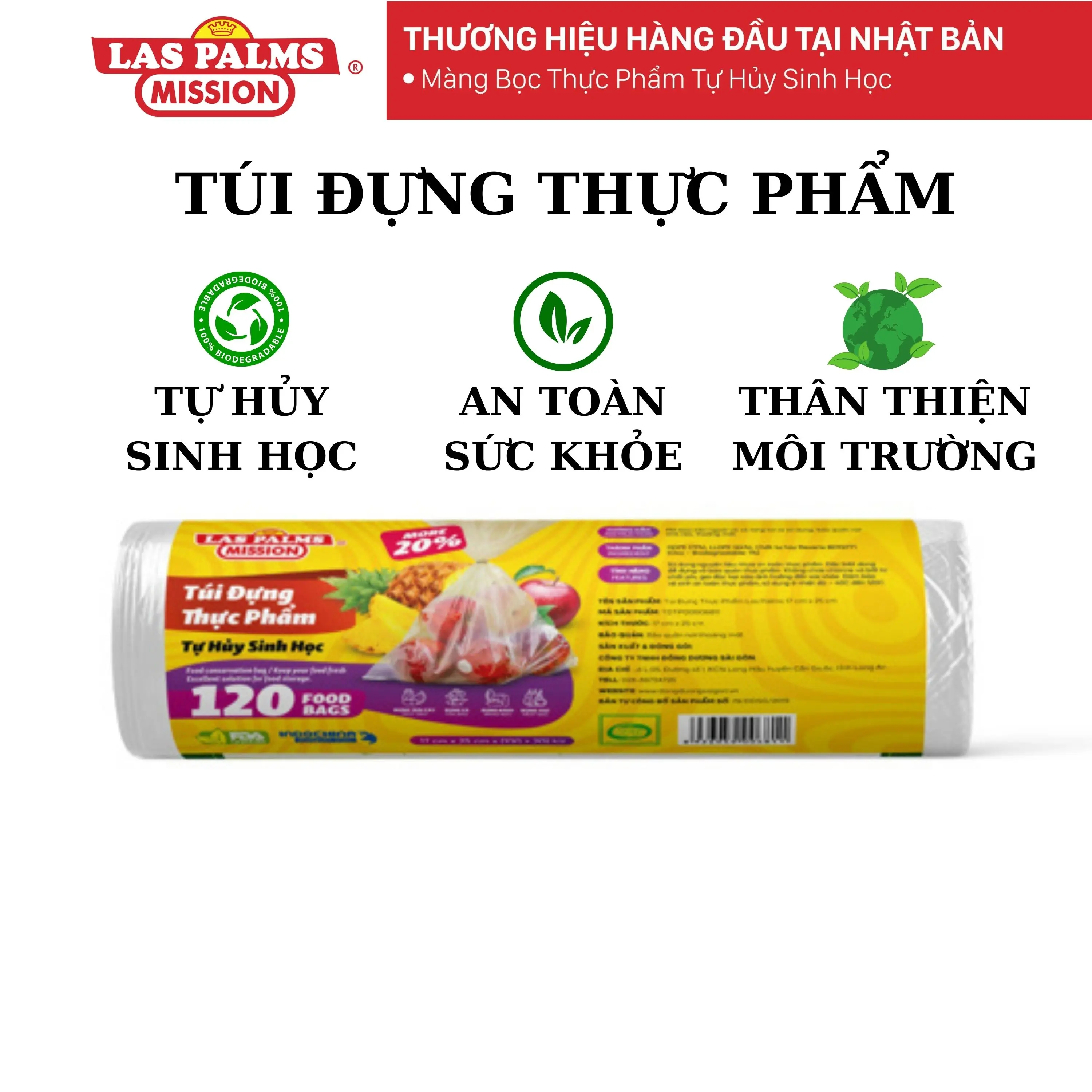 Túi đựng thực phẩm LasPalms an toàn với thực phẩm và không chứa các chất phụ gia độc hại giúp giữ cho thực phẩm tươi lâu hơn