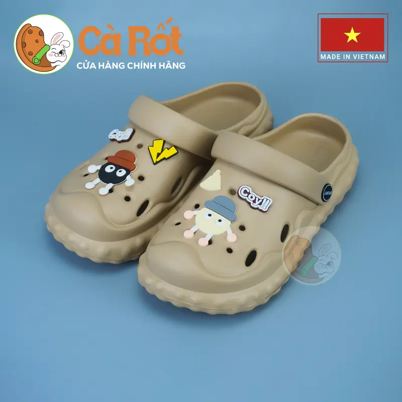 Dép Sục "siêu nhẹ, siêu êm" stiker bánh than đúc nguyên khối - chất liệu EVA nguyên sinh siêu êm, siêu bền bỉ, chống trơn trượt  - CR017 0