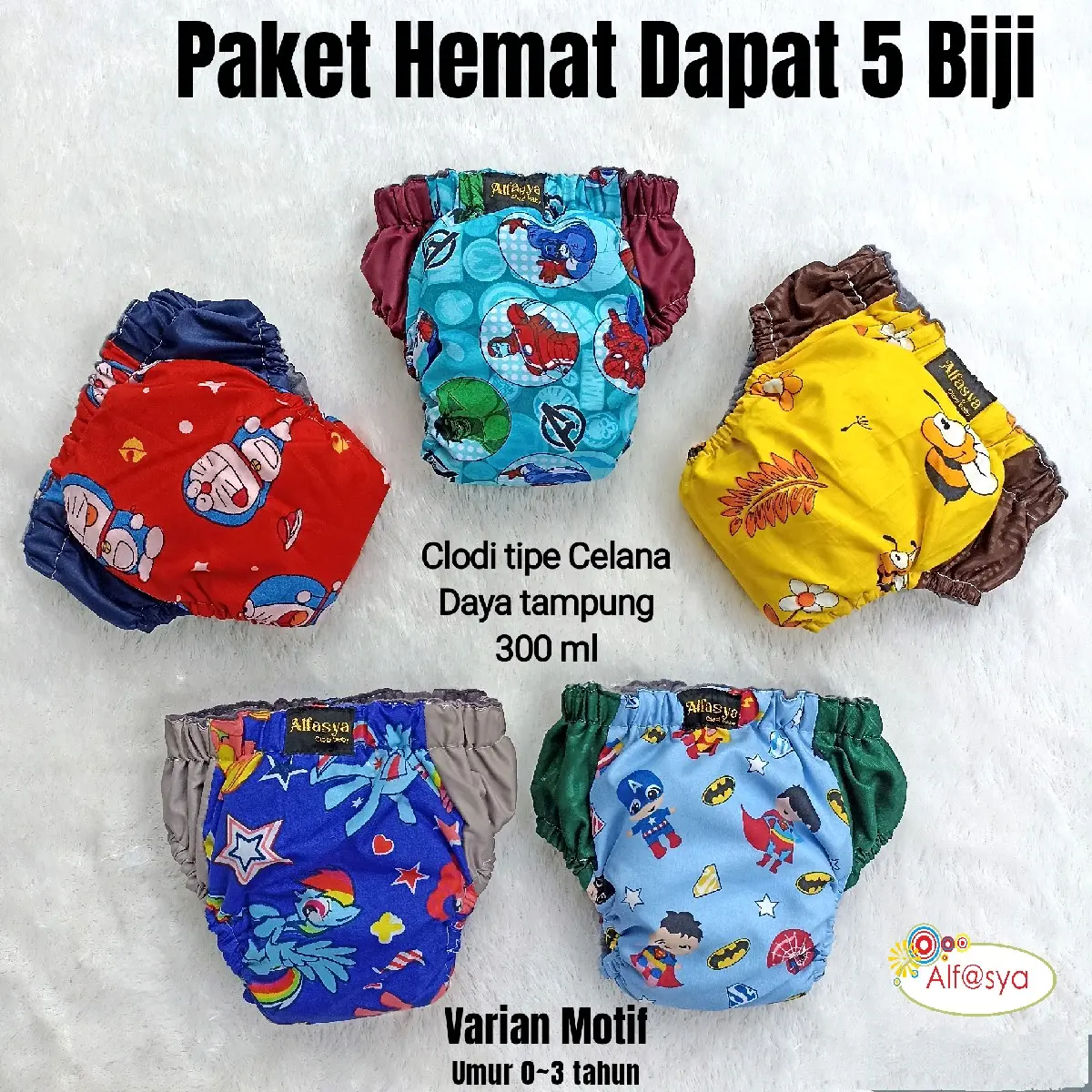Clodi AIO Pant Paket 5 Biji, Popok Bayi hemat Clodi Baby , Popok Kakn
