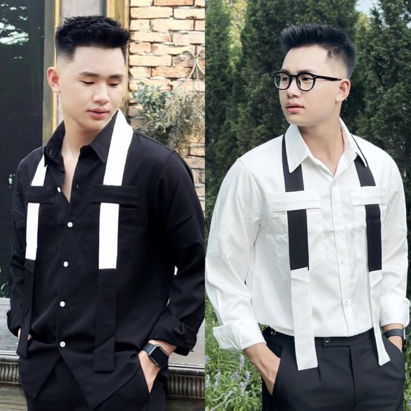 Áo Sơ Mi Tay Dài Phối Dây Hàng Thiết Kế Mr Smile 99 Shop SM085 Nam Menswear
