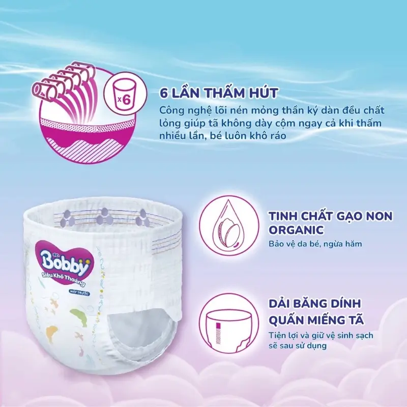 [HCM ] Tã quần BOBBY Ultra Siêu Khô Thoáng size M96/L88/XL76/XXL70 6