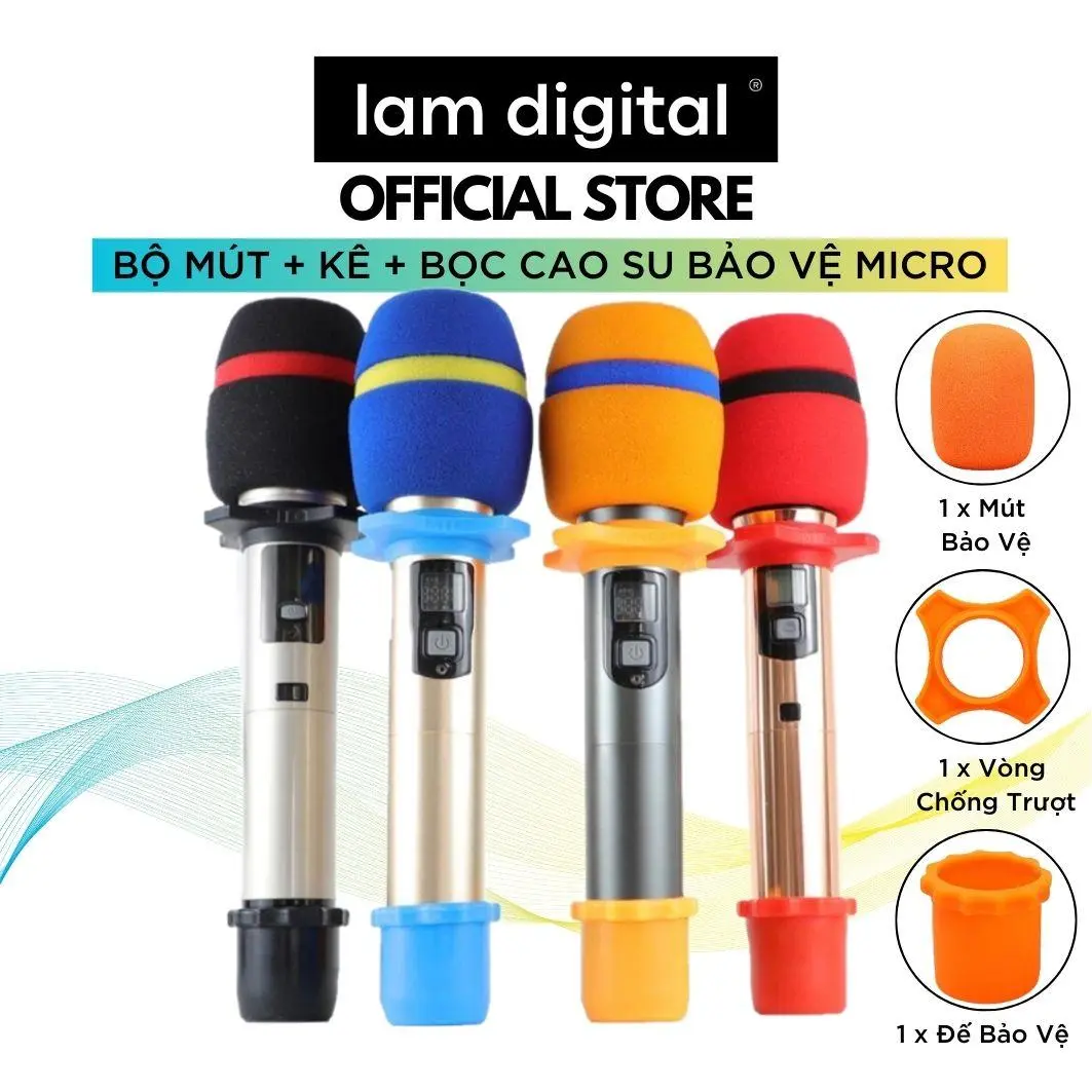 Bộ Mút, Chống Lăn, Đuôi Chụp Micro Karaoke Cao Cấp - Đầu Mút Chắn Gió Bảo Vệ Micro Cao Cấp