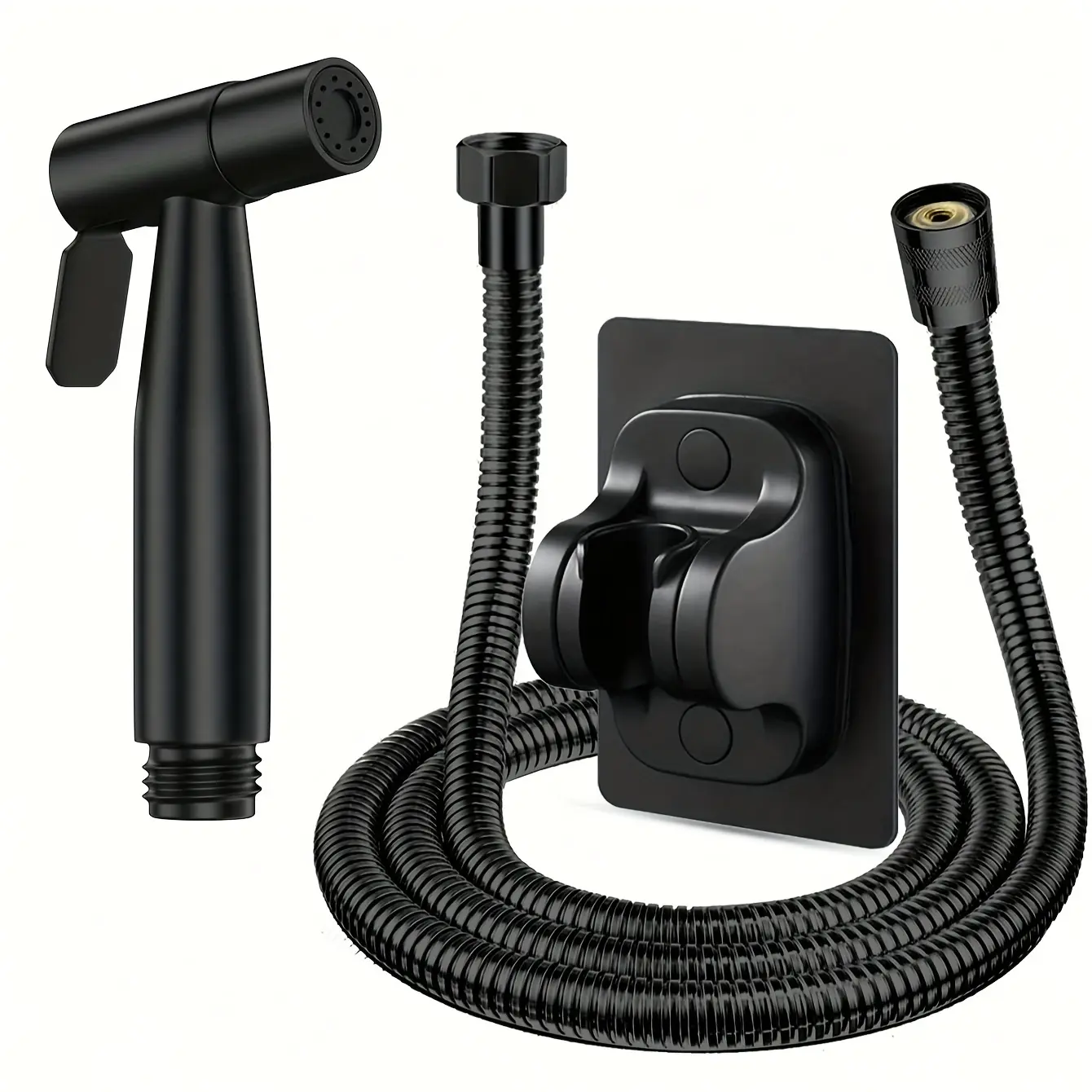 1set Handheld Bidet Sprayer Set, SUS304 Stainless Steel, Matte Black, High-Pressure Shower Head For Bathroom, Includes 59-inch Hose And Wall Mount Bracket, Enhanced Washing Experience