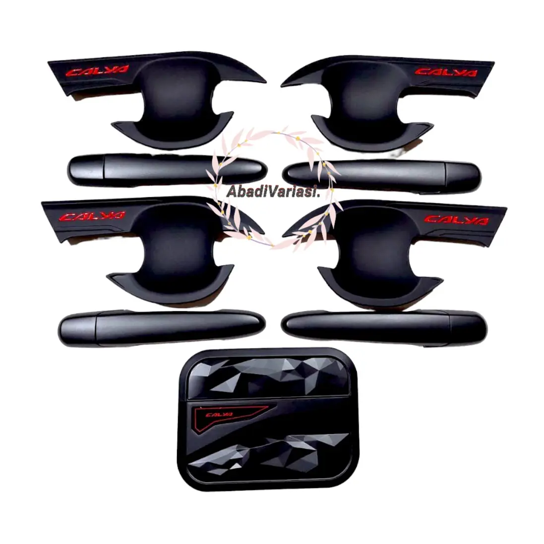 Paket Outer Handle Tank Cover Mobil Calya List Merah Hitam Doff