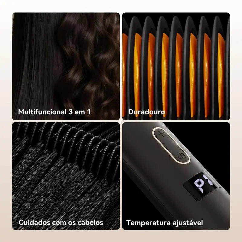 GOKOCO 3 Em 1 multifuncional paramodelar Modelador de cabelo Aparelho Cabelo liso Cachos curtos e grandese ondulados - 5
