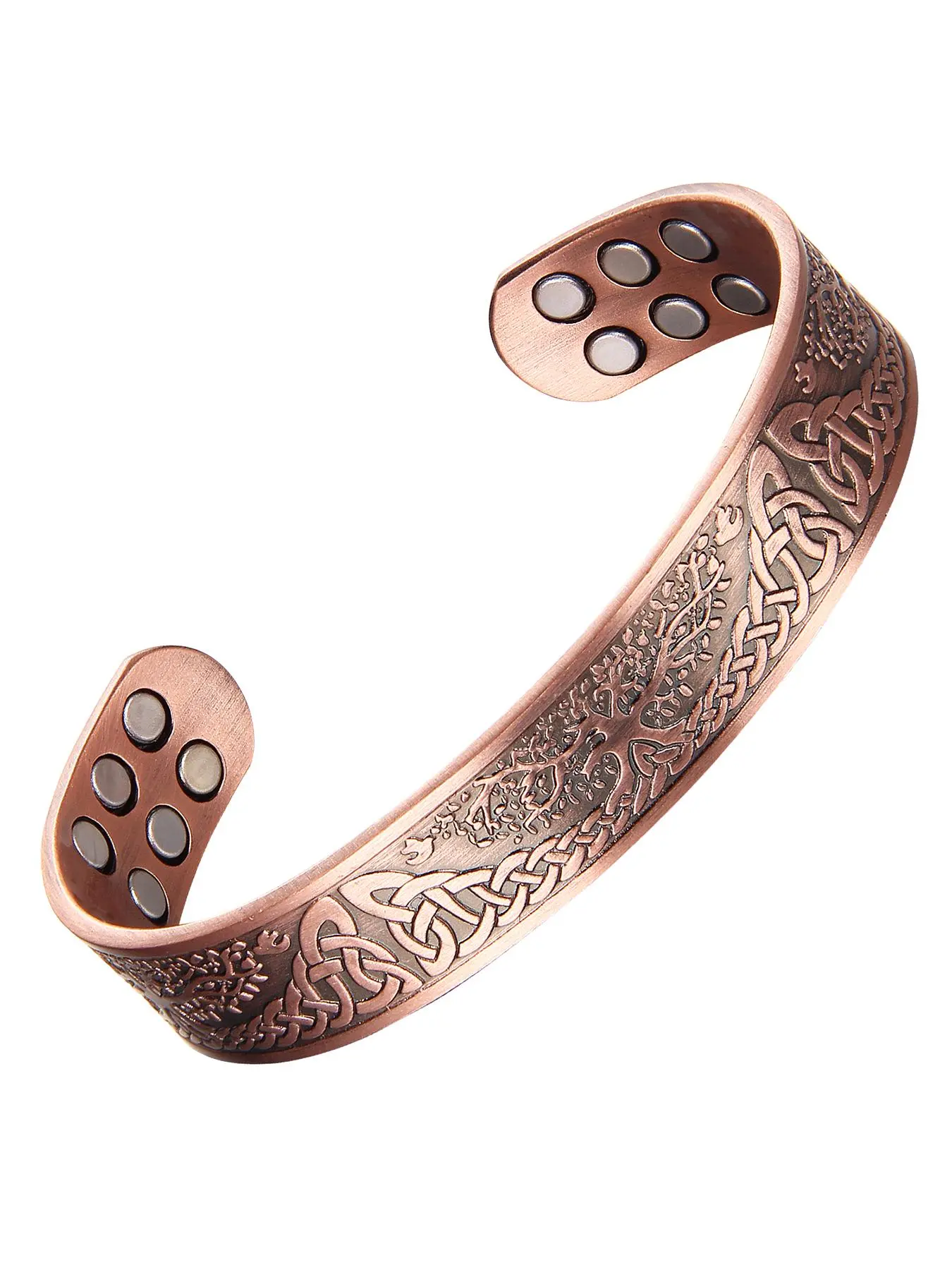 Men's Vintage Tree of Life Decor Cuff Bracelet, Casual Trendy Magnetic Cuff Bangle, Fashionable Copper Jewelry for Daily & Party Decoration Gift Valentine's Day Gift