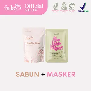 [BUNDLING SKINCARE ANTI JERAWAT] Sabun Glasskin Glow + Glow Fighter Mugwort Wash Off Mask Memutihkan Membersihkan Wajah Berjerawat Hitam