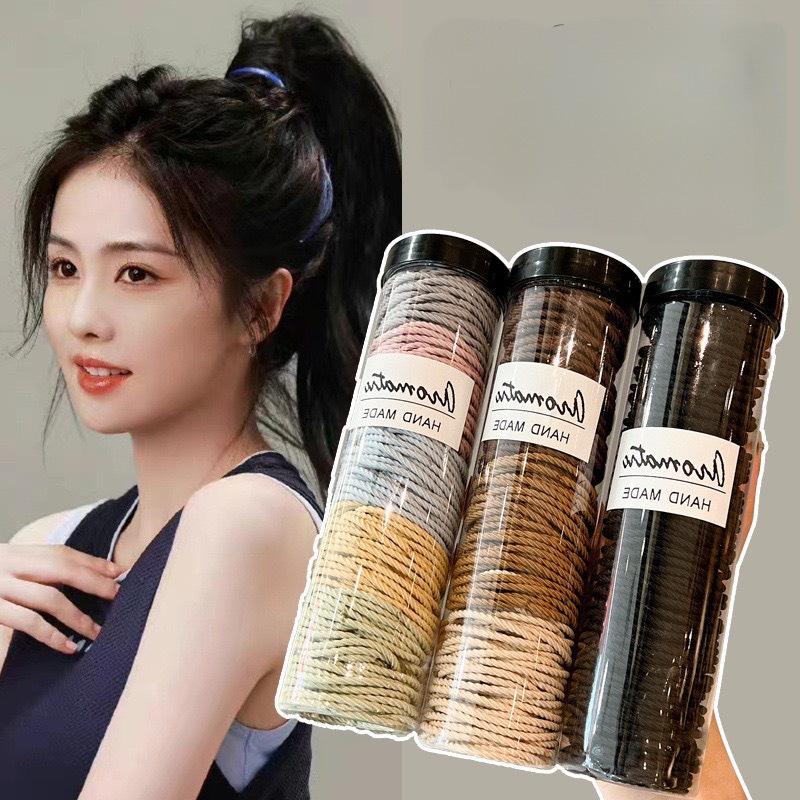  Ống 100 Chun Buộc Tóc Cho Nữ Màu Vintage Siêu Hot V8 - Phụ kiện tóc nữ  Women 