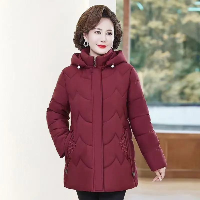 Áo Khoác Độn Bông Phong Cách Trung Quốc Cho Mẹ, Dài Trung Bình Mùa Đông, Áo áo Phao Đệm, Thích Hợp Cho Phụ Nữ Trung Người Già Và Cao Tuổi, Áo Khoác Ấm, Áo Khoác Độn Bông, Hàng Mới Về, 2024 1