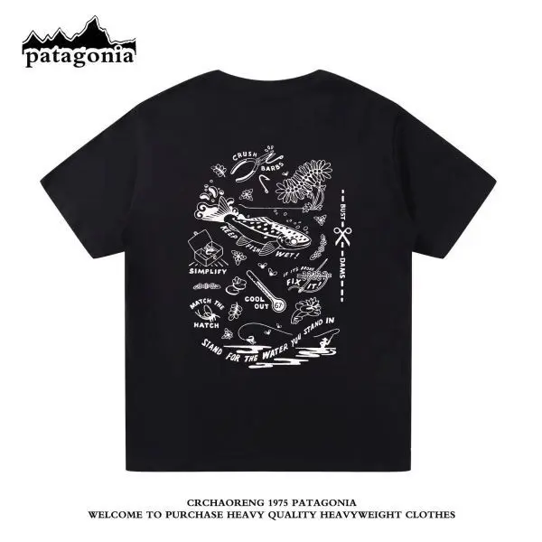 2024 Patagonia American  Sports Men's and Women's Casual Short Sleeve Trendy Classic T-shirt Round Neck Top