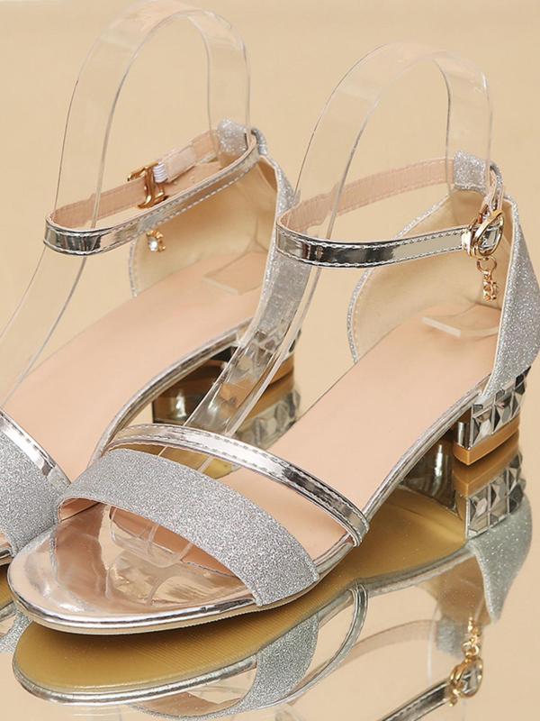 Women's Glitter Plain Color Open Toe Flat Sandals, 1 Pair Casual Vacation Beach Sandals for Summer, Lightweight Breathable Comfortable Shoes for Daily Wear, Perfect for Women & Girls 4