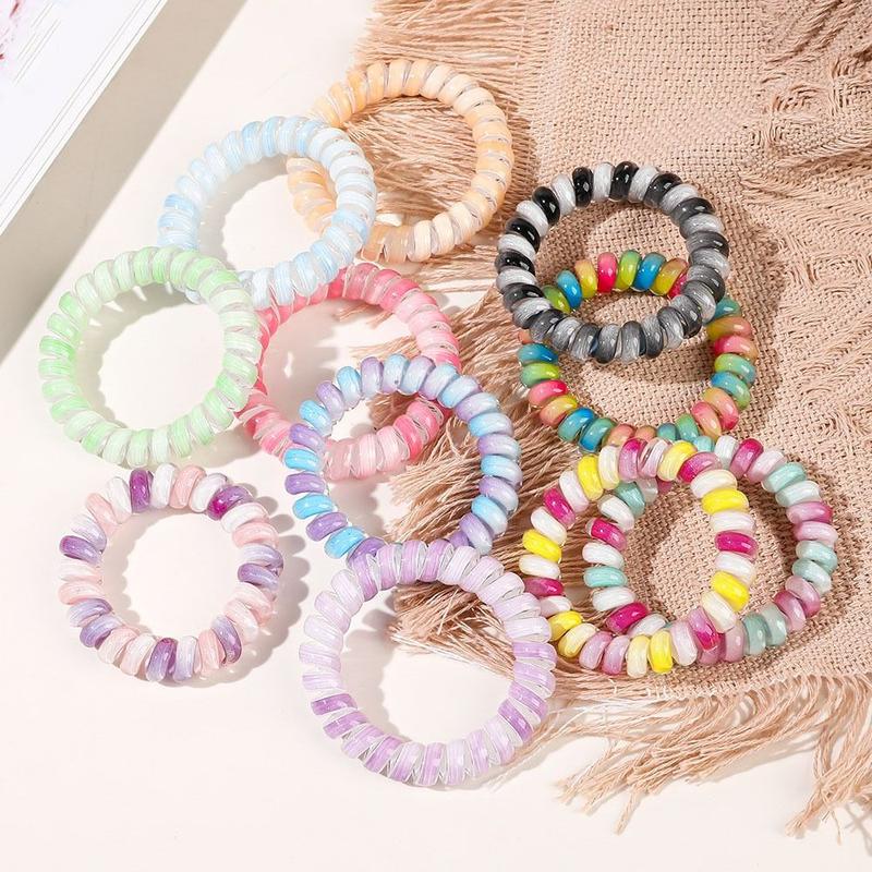 Product Introduction of Janpanese Hair Tie Stretch Spiral Cord Hair Ring Headwear Hair Rope Elastic Hair Tie Multicolor Scrunchies Multicolor Telephone Wire Hair Accessories 10