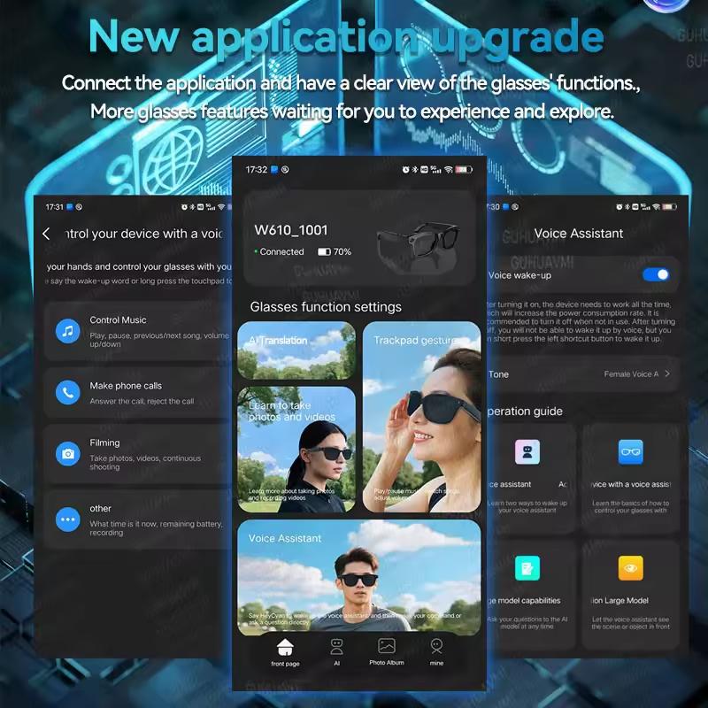 800W Pixels AI Smart Glasses with Camera Sunglasses Video Recorder Take a photo Translation HD Call Anti-blue Glasses Man Women