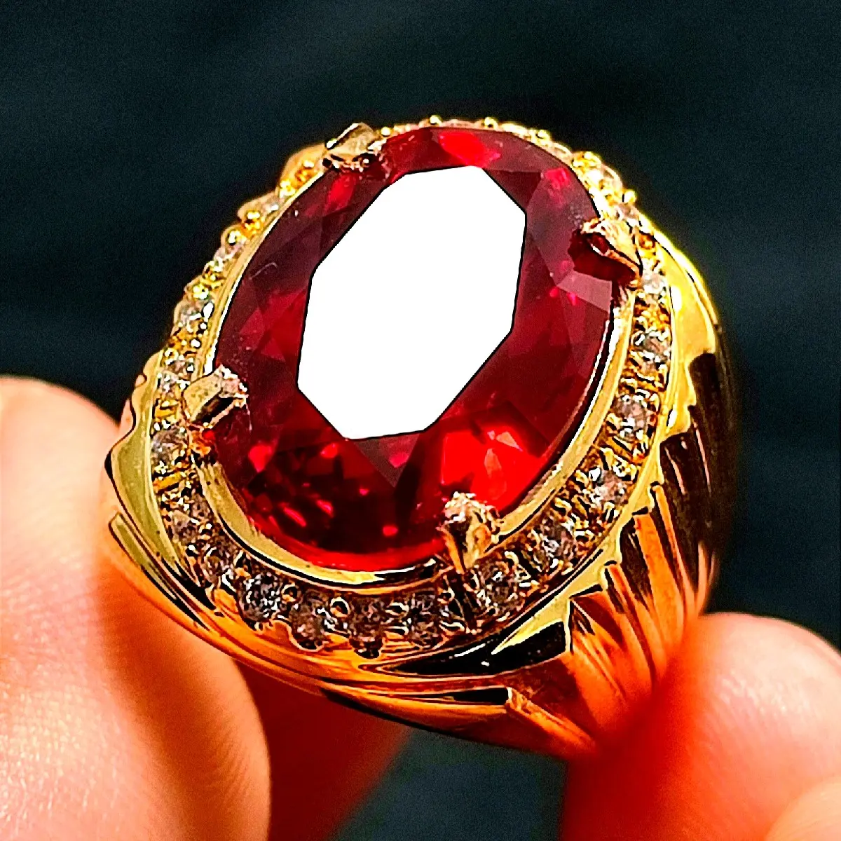 CINCIN PRIA BATU MERAH SIAM ASLI SIAP PAKAI