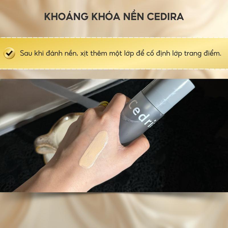 Xịt Khoáng Khóa Nền Cedria 120ml – Cố định lớp trang điểm bền lâu, giữ nền tươi mới cả ngày. Dưỡng ẩm với chiết xuất rau má, rễ cam thảo, bảo vệ da khỏi bụi bẩn và dầu thừa hiệu quả. 6