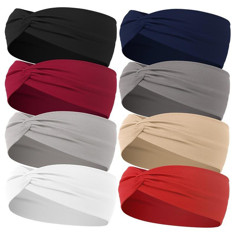 1pc Solid Color Elastic Head Band Knotted Head Wear Sweat Absorbent Hair Band For Yoga Gym Sport 2