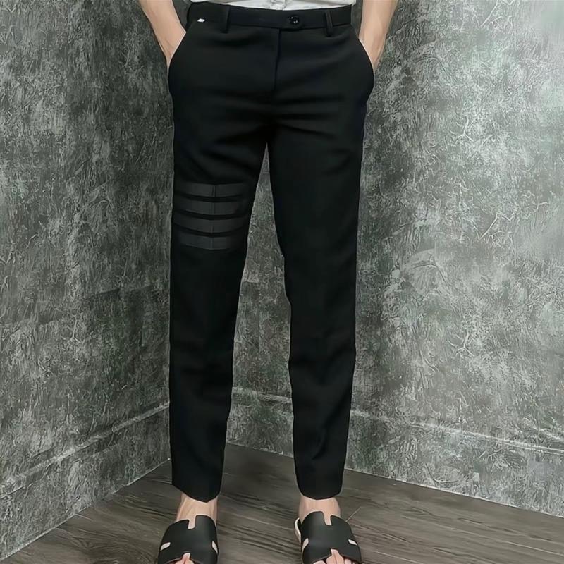 Quần âu thom 4 sọc đen chất vải đẹp Nam Menswear Pants
