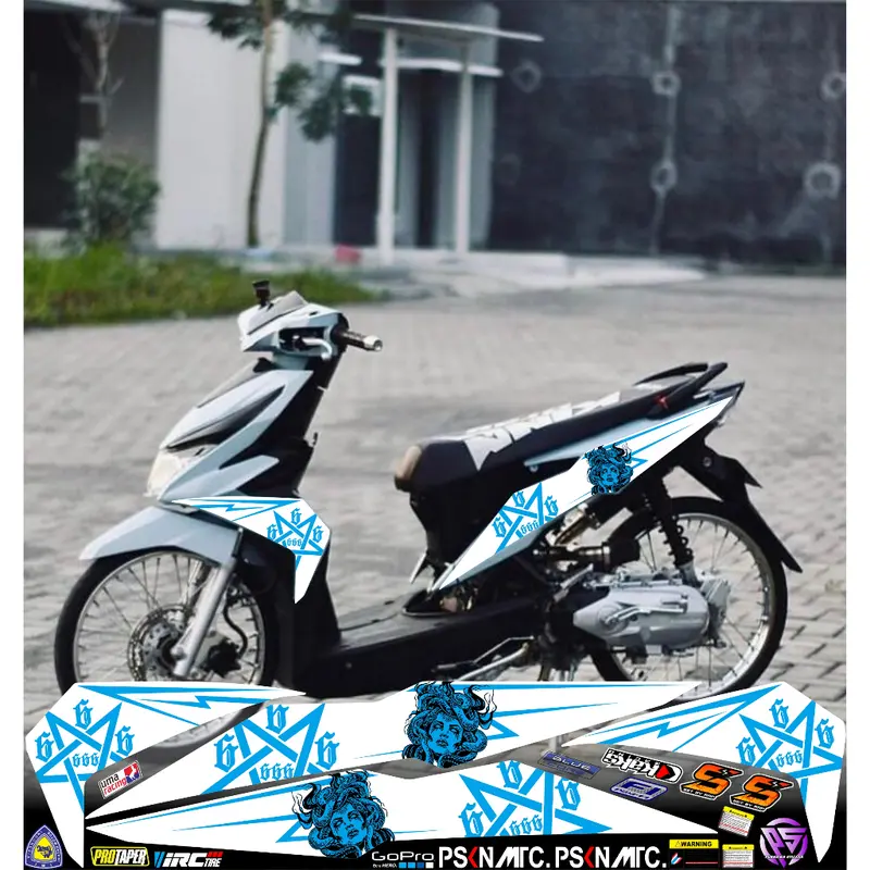 PS03 STRIPING STICKER HONDA BEAT NEW/ESP MOTIF MEDUSA VARIASI SIMPLE 7
