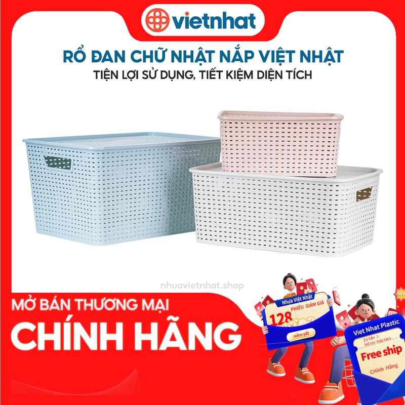  Giỏ Rổ nhựa có nắp đựng đồ đa năng rổ nắp Việt Nhật bộ 3 3386 87 88 Nhựa Việt Nhật Premium 