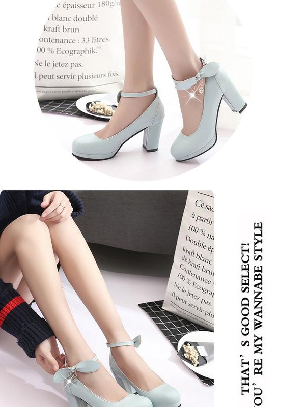 Product Introduction of Spring 2024 New Korean Style Sweet Low-Cut Pumps Women's Mid Heel Chunky Very High Heel Shoes with Buckle All-Matching Women's Fashion Shoes 12