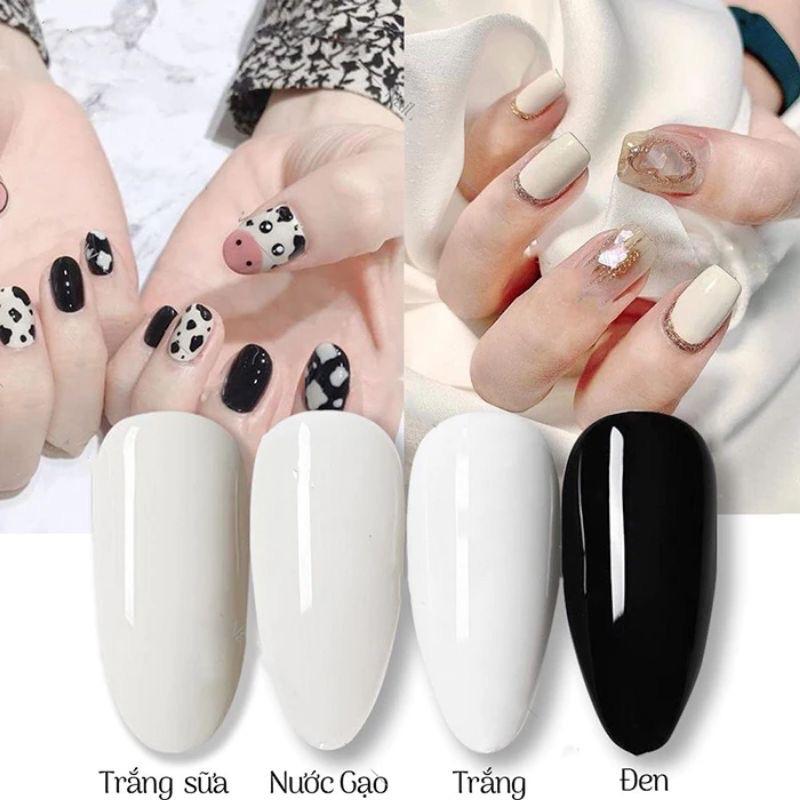  Sơn gel brr đen trắng trắng sữa trắng nước gạo chuyên dụng cho ngành làm nail 