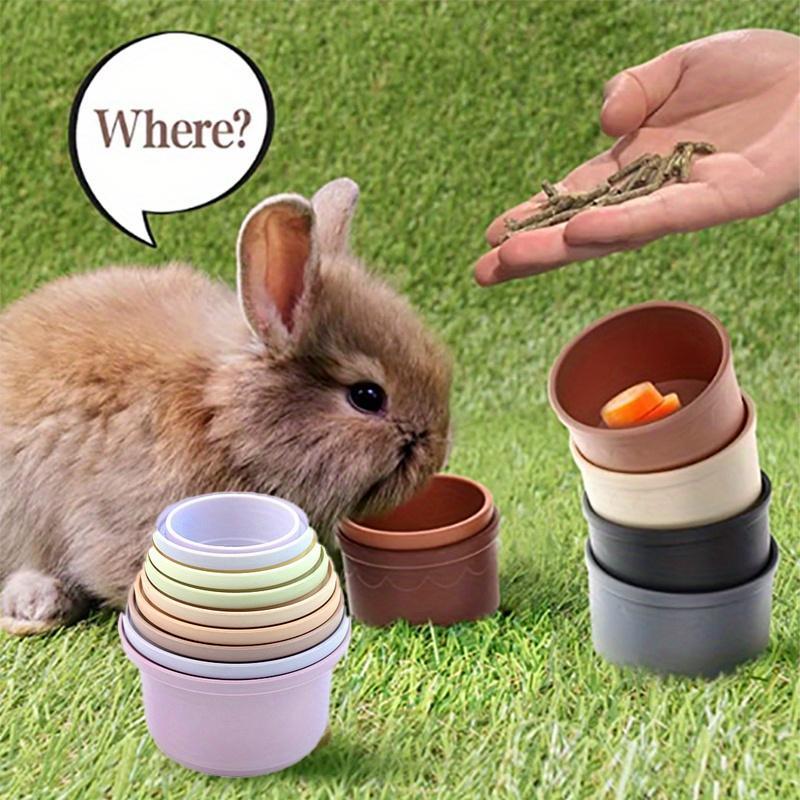 Product Introduction of Rabbit Stacking Cups Feeding Toy, 1 Set Reusable Rabbit Feeding Toy, Pet Feeding Supplies for Small Animals, Rabbit & Pet Supplies 2