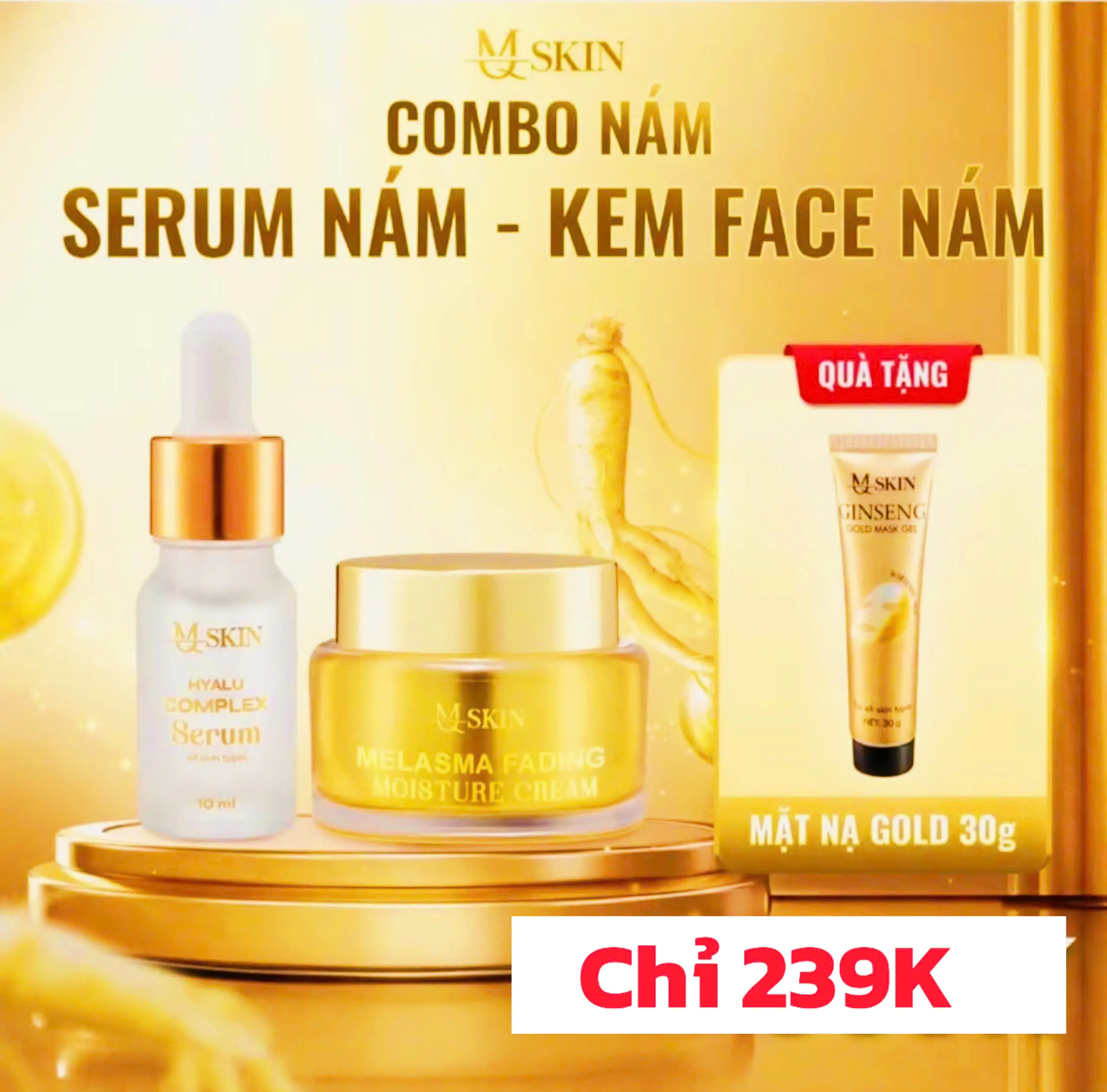 ( MQSKIN ) COMBO CỐT  NÁM - ( Tặng  NẠ GOND  ) Kem Cốt Nám + Serum Nám -Hỗ Trợ Cải Thiện Da Nám -Tàn Nhang Dưỡng Ẩm Da phục hồi da bill  da