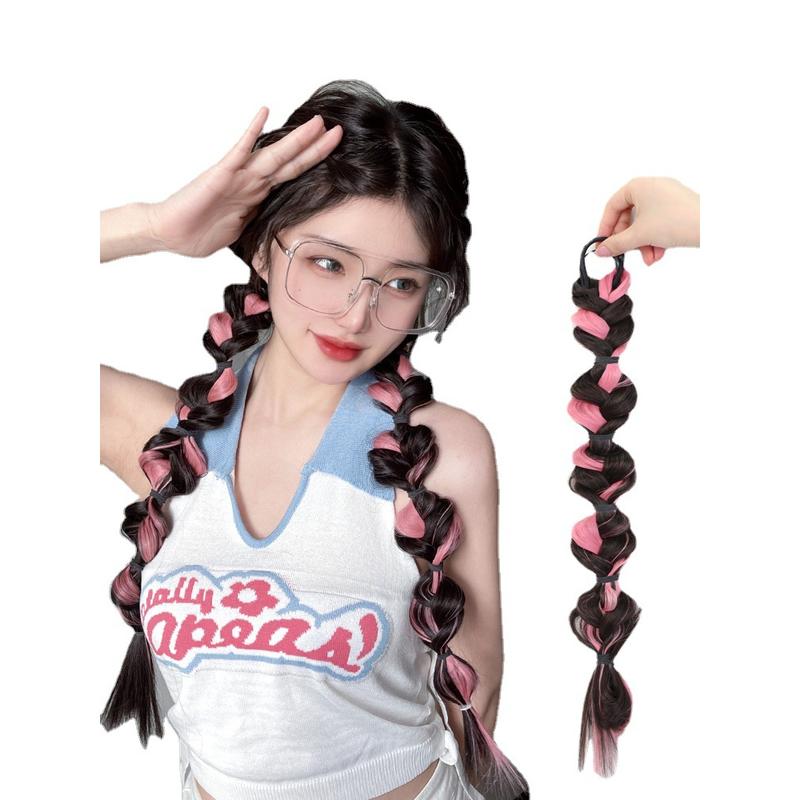 Dây BuộC TóC Giả Tóc Giả tết Thời Trang Hàn Quốc Cho Nữ.Tóc Giả bện Xoắn Gẩy Light Cá Tính ( Tóc Giả Tết Đuôi Ngựa ) kepto  cduoingua