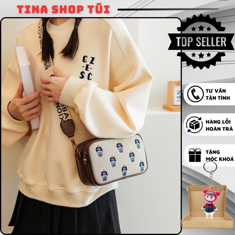 Túi xách nữ dáng cốp Beibaobao hoạ tiết gấu, dây đeo vải dù bản to; size 21cm túi  xách túi  nữ Bag Da