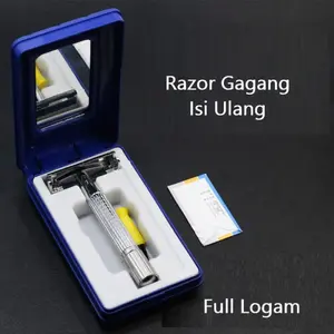 Safety Razor Gagang Bahan Logam Nanjie / Alat Garuk Gagamg Cukur Kumis Bulu Rambut