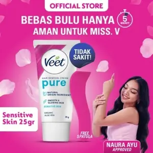 Veet Sensitive Skin Hair Removal Cream Pure 25g - Krim Waxing Penghilang Bulu