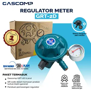 GASCOMP Regulator Meter (GRT-2D) SNI Regulator Gas Aman Regulator Gas Anti Bocor Regulator Gas SNI Regulator Gas Terbaik Regulator Anti Bocor Smartlock