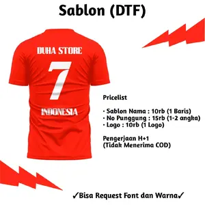 Sablon Nama, Nomor, Logo | Sablon DTF (Belom Termasuk Baju)