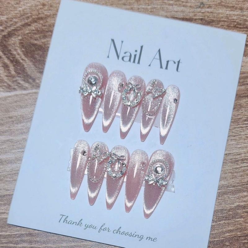M22 - Móng tay giả - Nailbox mắt mèo đính charm đá sang chảnh soobin nailbox