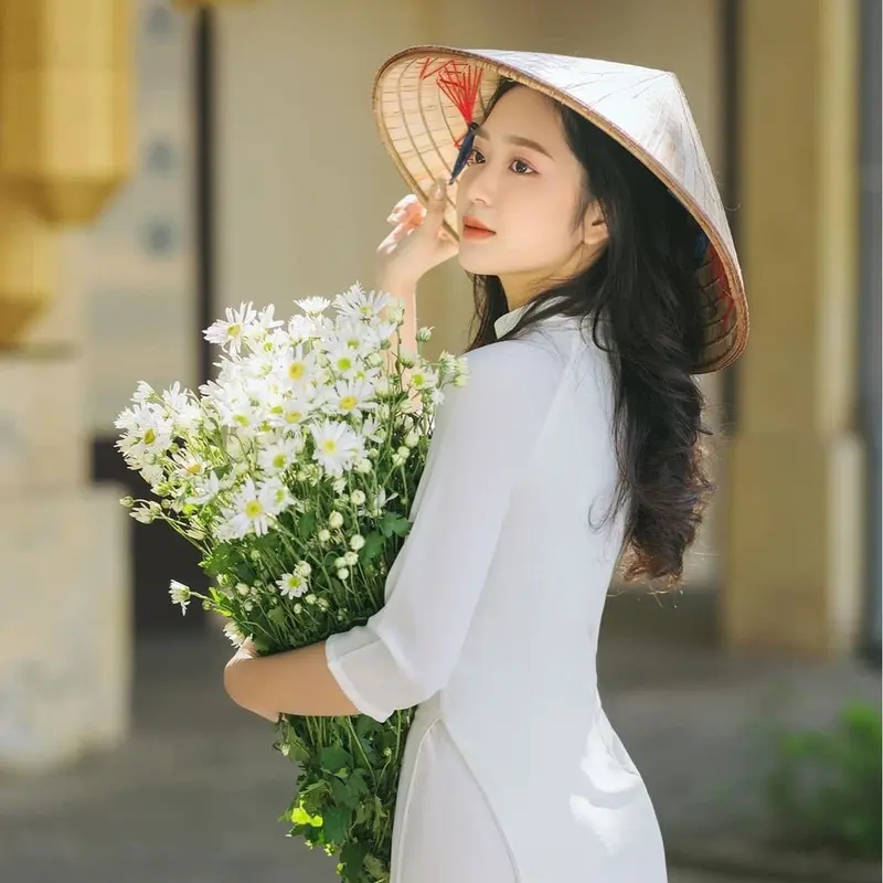 [TAY LỠ]- Áo Dài Trắng Học Sinh Đi Học Truyền Thống May Sẵn Lụa Mỹ Đẹp Cổ Vuông Cho Nữ Sinh 4