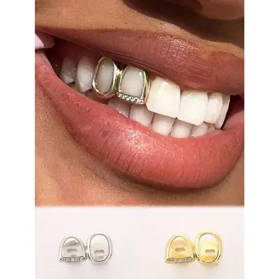 Vampire Grillz JINAO 14K Gold Plated CZ Teeth GRILLZ - Hip