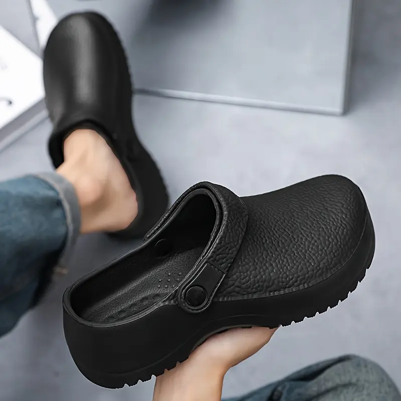 1 Pair Unisex EVA Clogs, Waterproof Slip-Resistant Closed Toe Kitchen Work Mules, Comfortable Lightweight Chef Shoes for Indoor Casual Use, All-Season Solid Color Round Toe Slip-On Footwear roman  sandals Boy Nail dutch  clogs