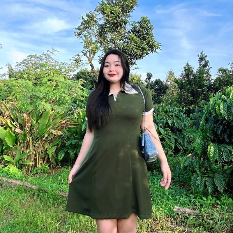 Đầm polo bigsize gân tăm nỉ dày dặn co giản tốt cho nữ chupby (60-95kg) g228 6