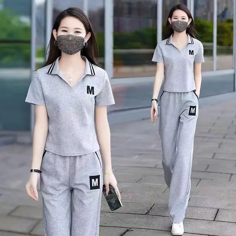 Bộ Đồ Thể Thao Thường Ngày Cho Nữ, Thích Hợp Cho Mùa Hè Và Mùa Thu, Thời Trang Mới, Trẻ Trung, ngắn Tay, Quần Ống Rộng, Bộ Hai Mảnh Chạy Bộ, 2025
